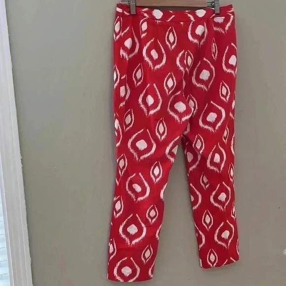 [US10]Natori Ikat Pattern Red Cotton  Crop - Picture 3 of 5